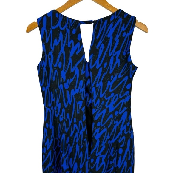 MILLY Graffiti Scribble Print Sheath Dress Black Blue Size 4 Cocktail Dress - Picture 10 of 15